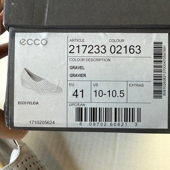 ECCO Felicia Women’s Summer Slip On Shoes Gray Perforated NEW EU41 US10-10.5 - Picture 4 of 11